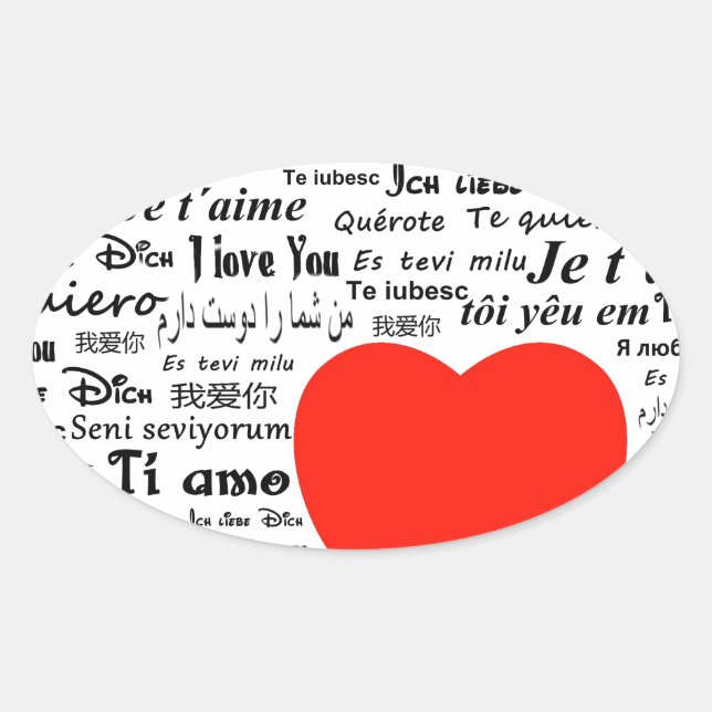 Sticker Ovale coeur je t'aime (Devant)