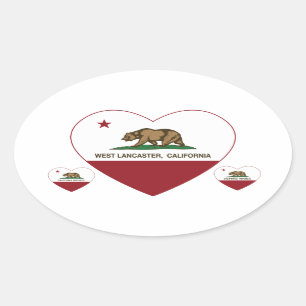 Sticker Ovale coeur occidental de Lancaster de drapeau de la