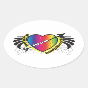 Sticker Ovale Cœur pour la paix