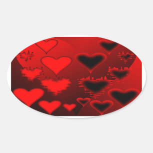 Sticker Ovale Coeurs