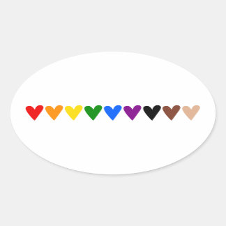 Sticker Ovale Coeurs arc-en-ciel, la vie noire