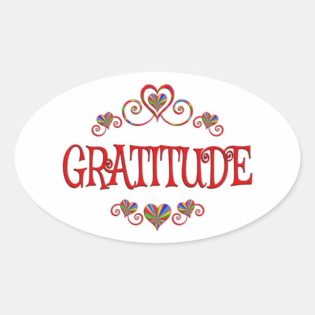 Sticker Ovale Coeurs de gratitude (Devant)