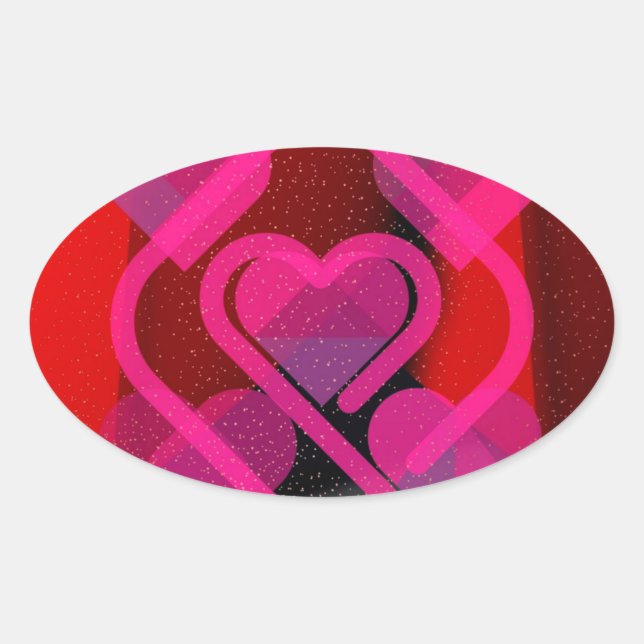 Sticker Ovale Coeurs flottants (Devant)