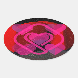 Sticker Ovale Coeurs flottants