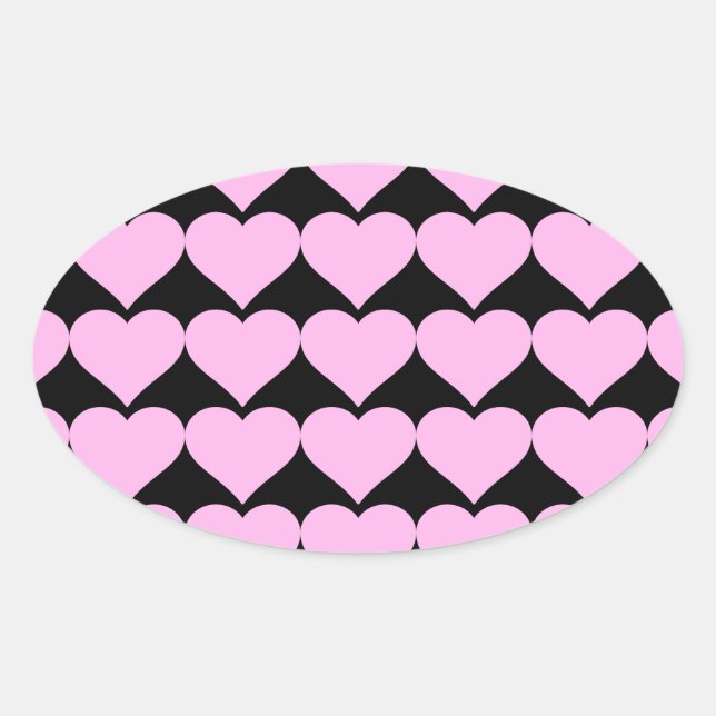 Sticker Ovale Coeurs roses, Amour inconditionnel_ (Devant)