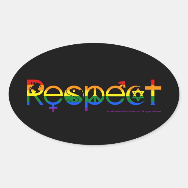 Sticker Ovale Coexister dans le Respect Fierté Gay (Devant)