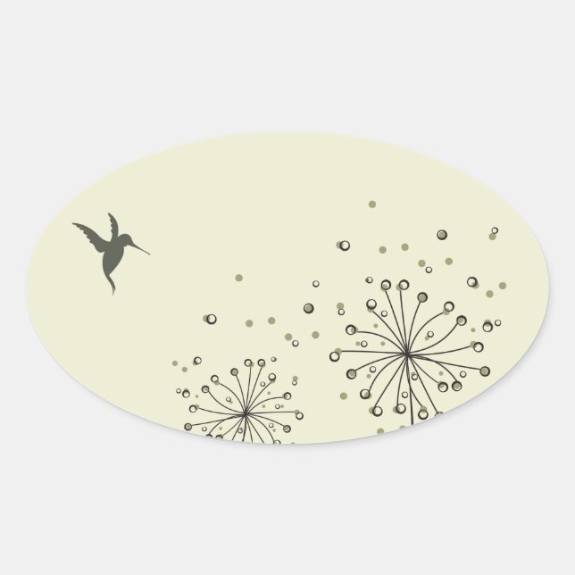 Sticker Ovale Colibri et Dandelion (Devant)