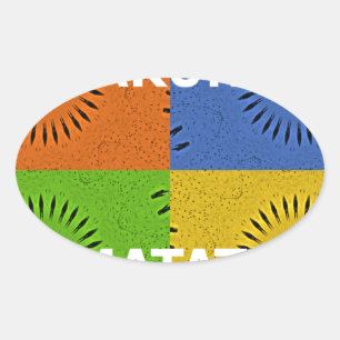 Sticker Ovale Collage d'art pop coloré et message "Hakuna Matata