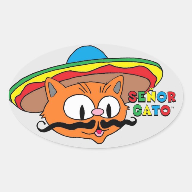Sticker Ovale collant oval senor gato (Devant)