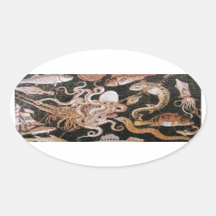 STICKER OVALE COLLECTE POMPEII / OCÉAN - SCÈNE DE VIE MARINE