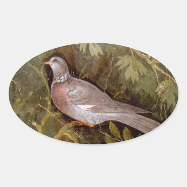 STICKER OVALE COLLECTION POMPEII / DOVE DANS LE JARDIN (Devant)