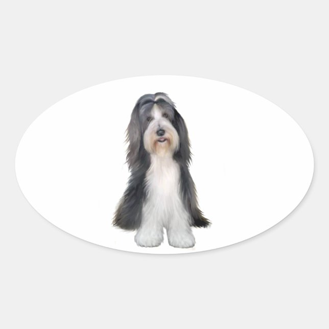 Sticker Ovale Colley barbu (D) - Ardoise et blanc (Devant)