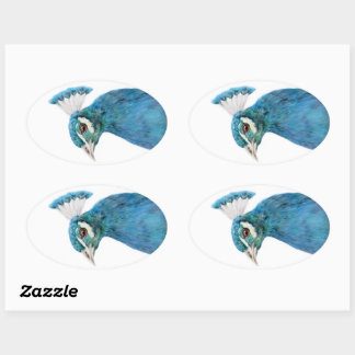 Sticker Ovale Collier d'oiseau de paon Oval