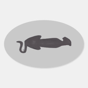 Sticker Ovale Collier ovale Silhouette de chat noir