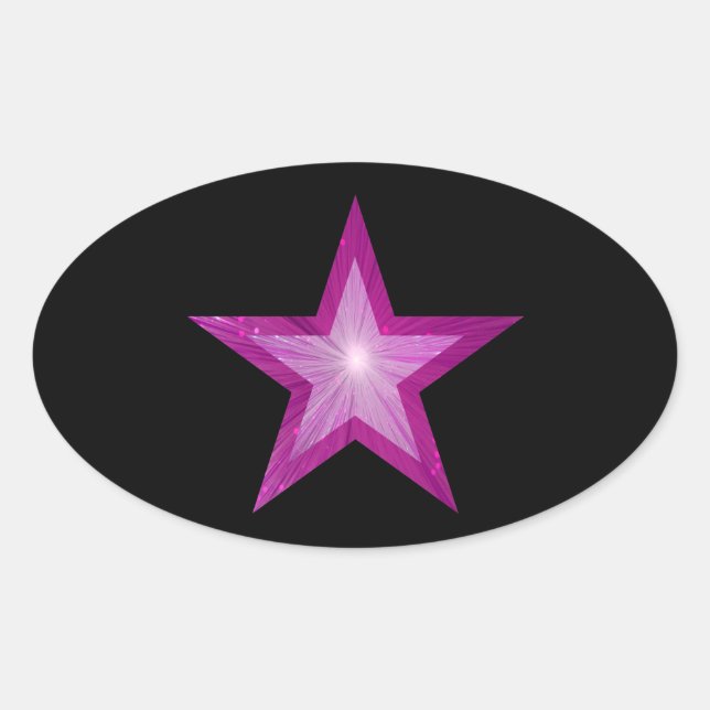Sticker Ovale Collier rose Star ovale noir (Devant)