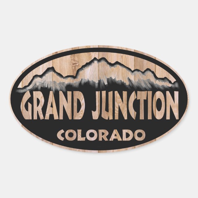 Sticker Ovale Colorado Grand Junction en bois signe oval autocol (Devant)