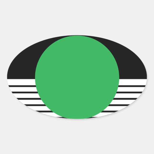 Sticker Ovale Colorbloc noir blanc et cercle vert (Devant)