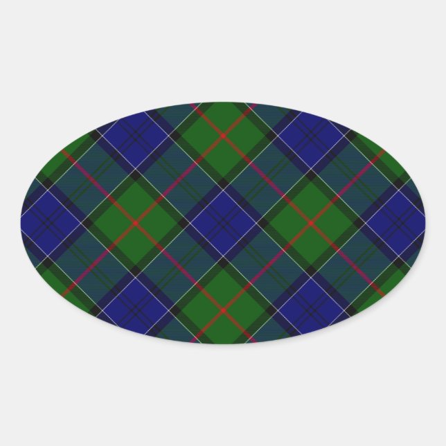 Sticker Ovale Colquhoun tartan bleu vert plaid (Devant)