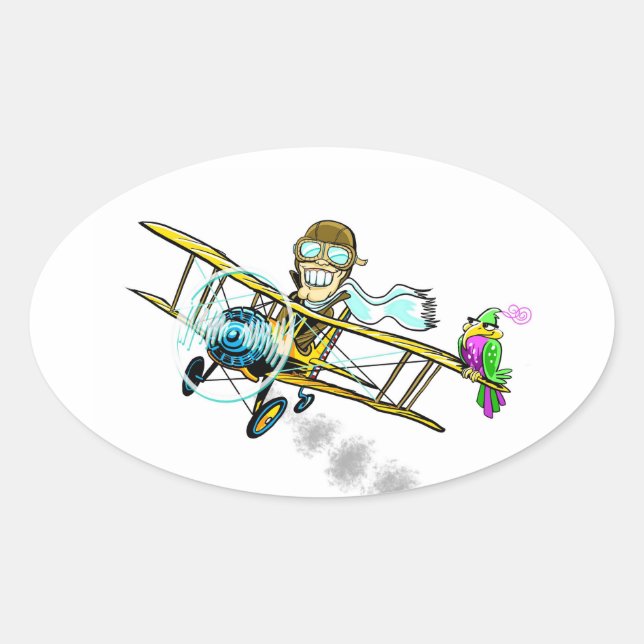 Sticker Ovale Comédien ambulant Bob et oiseau (Devant)
