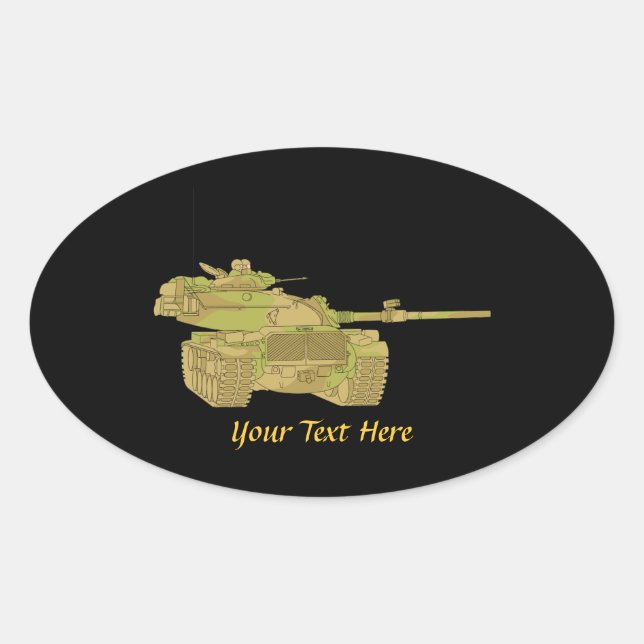 Sticker Ovale Conception de chars militaires Camo (Devant)