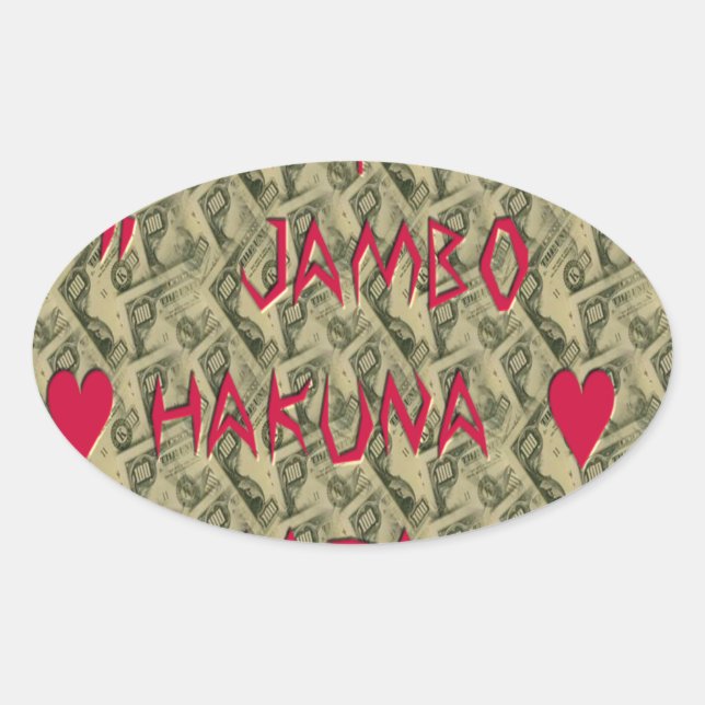 Sticker Ovale Conception de dessin d'art d'impression Hakuna Mat (Devant)