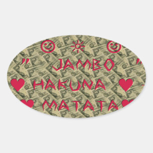 Sticker Ovale Conception de dessin d'art d'impression Hakuna Mat