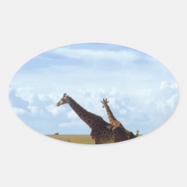 Sticker Ovale Conception de la girafe du parc national de Nairob (Devant)