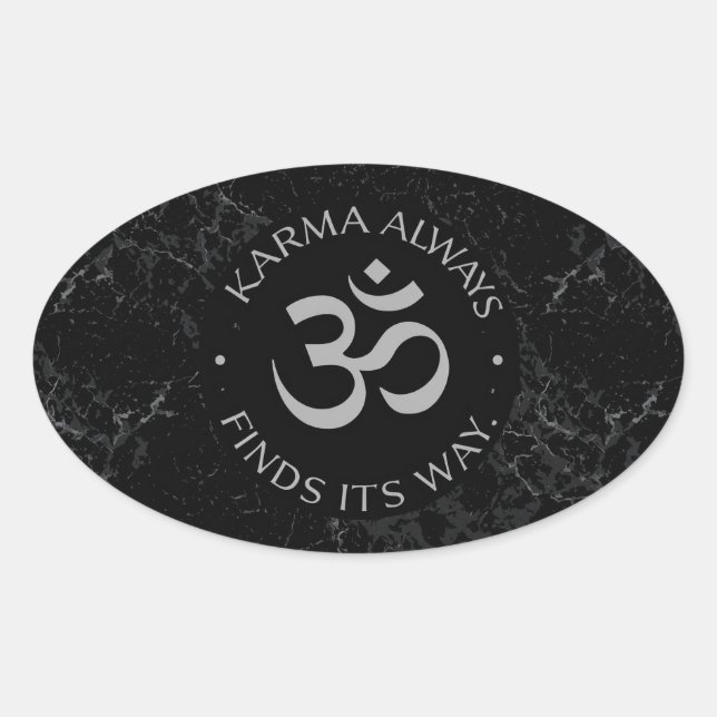Sticker Ovale Conception d'Om de Karma spirituel - Collection Mi (Devant)