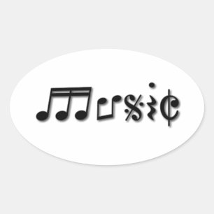 Sticker Ovale Conception du texte de musique