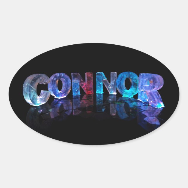 Sticker Ovale Connor de nom en lumières 3D (Devant)