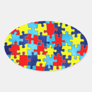 Sticker Ovale Conscience-Puzzle d'autisme par Shirley Taylor