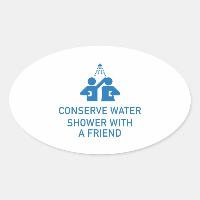 Sticker Ovale Conserver Douche À Eau Avec Un Ami (Devant)