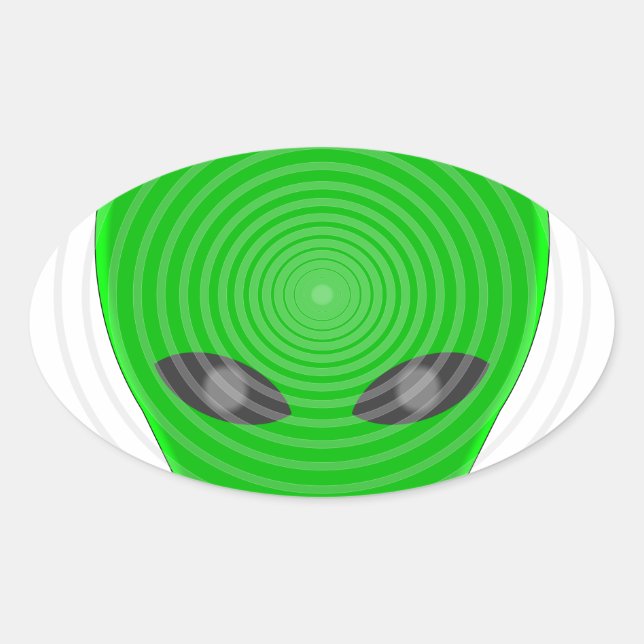 Sticker Ovale Contrôle mental de la tête de l'Alien (Devant)