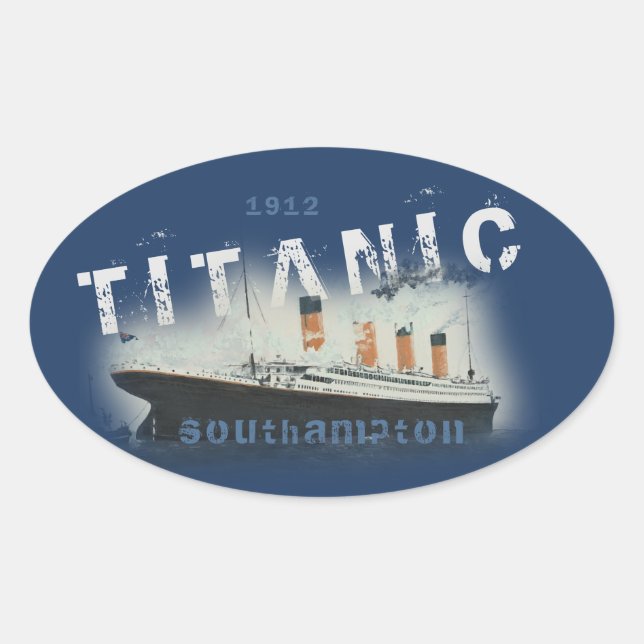 Sticker Ovale Cool Distressed Texte Personnalisé Titanic (Devant)