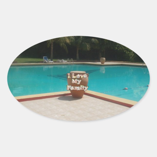 Sticker Ovale Cool Hakuna Matata Pool Side I love My Family.jpg (Devant)