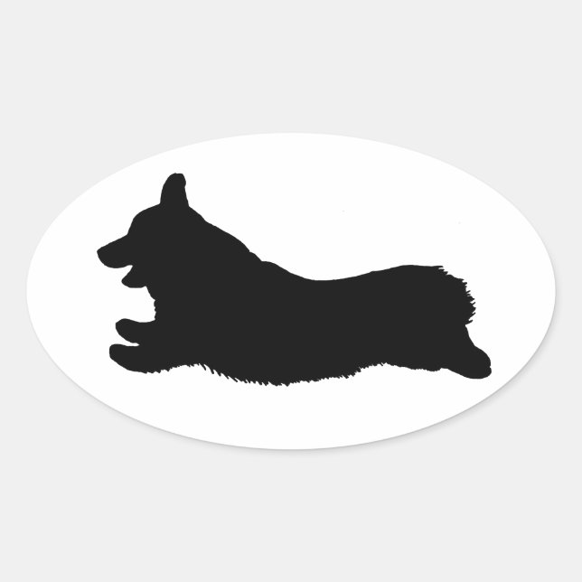 Sticker Ovale Corgi Silhouette - Exécution (Devant)