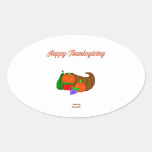 Sticker Ovale Cornucopie de Thanksgiving