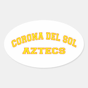 Sticker Ovale Corona del Sol Aztecs