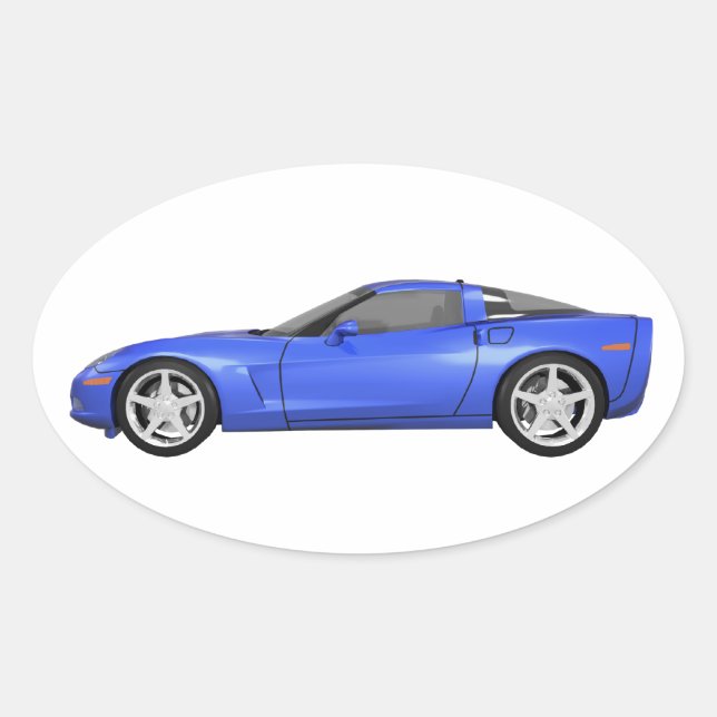 Sticker Ovale Corvette bleue : (Devant)