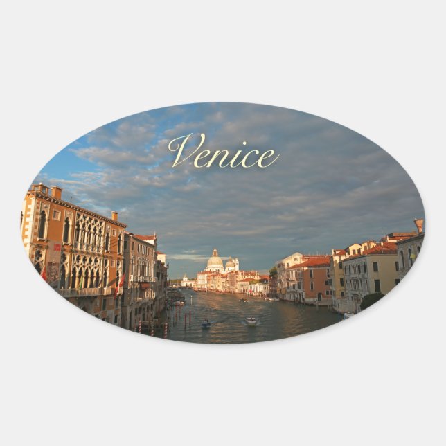 Sticker Ovale Coucher de soleil à Venise Italie (Devant)