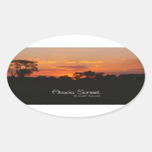 Sticker Ovale Coucher de soleil Acacia