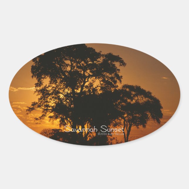 Sticker Ovale Coucher de soleil de Savannah (Devant)