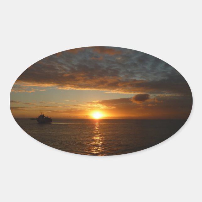 Sticker Ovale Coucher de soleil sur la mer II (Devant)