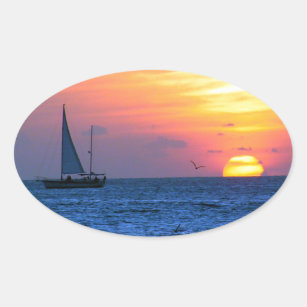 Sticker Ovale Coucher du soleil de Key West