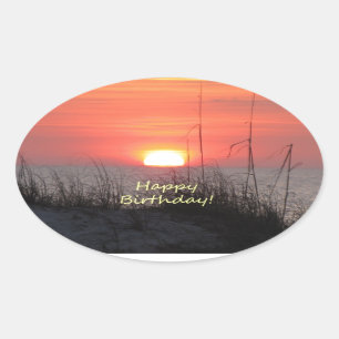 Sticker Ovale Coucher du soleil de la Floride de joyeux