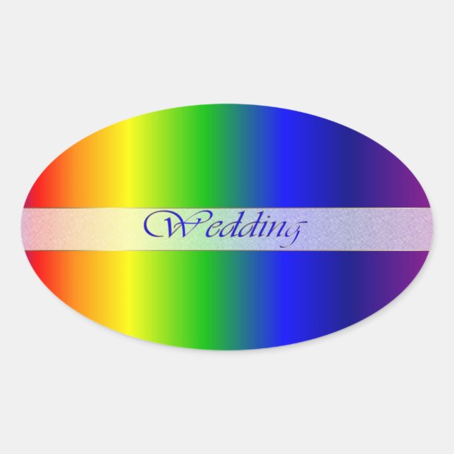 Sticker ovale couleur arc-en-ciel mariage (Devant)