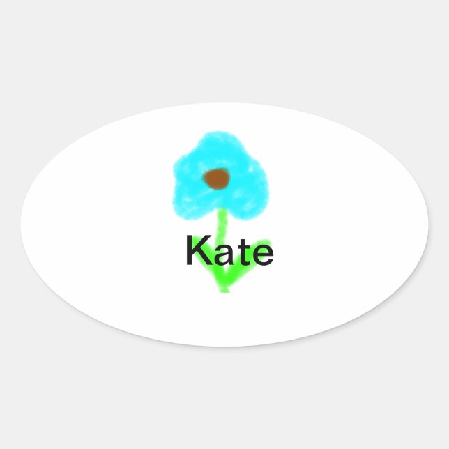 Sticker Ovale Couleur d'eau bleu vert ajouter votre nom texte pe (Devant)