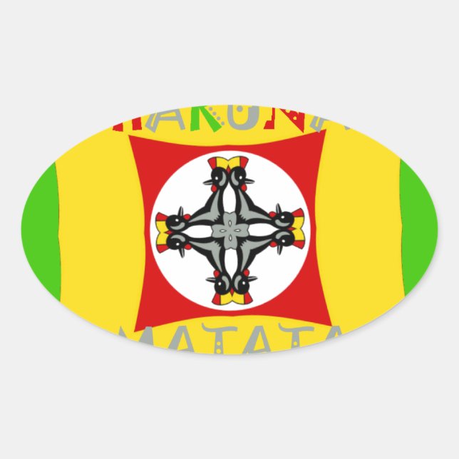 Sticker Ovale Couleur Rasta rouge or vert (Devant)
