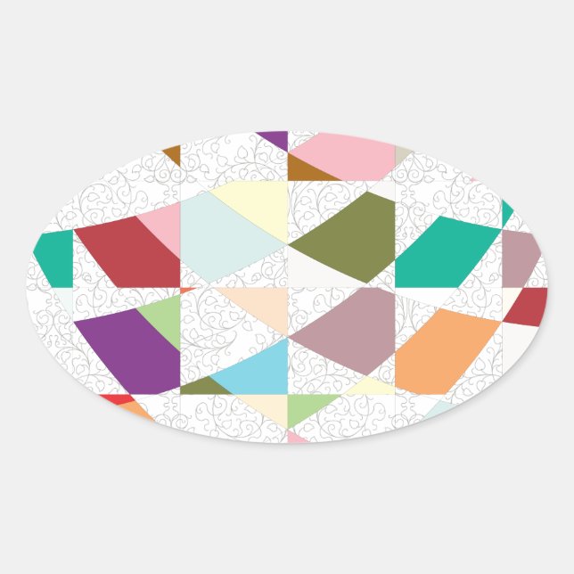 Sticker Ovale Couleurs Abstraites Damask (Devant)