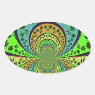 Sticker Ovale Couleurs traditionnelles africaines Kaleidoscope A